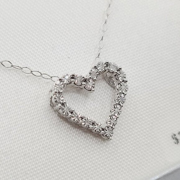 Diamond Sterling Silver Heart Pendant Necklace - Picture 6 of 7